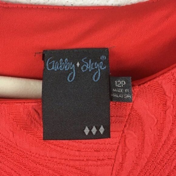 Gabby Skye Coral Textured Short Sleeve Fit & Flare Dress Womens 12P - Picture 2 of 5